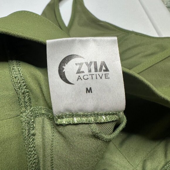 Zyia Active All Star Sports Bra Size Medium Olive Green Mesh Racerback - Picture 6 of 7